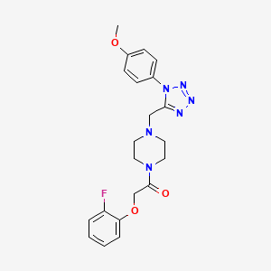 molecular formula C21H23FN6O3 B2543245 2-(2-fluorophenoxy)-1-(4-((1-(4-methoxyphenyl)-1H-tetrazol-5-yl)methyl)piperazin-1-yl)ethanone CAS No. 1040678-69-0