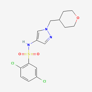 molecular formula C15H17Cl2N3O3S B2543252 2,5-dichloro-N-(1-((tetrahydro-2H-pyran-4-yl)methyl)-1H-pyrazol-4-yl)benzenesulfonamide CAS No. 1706288-37-0