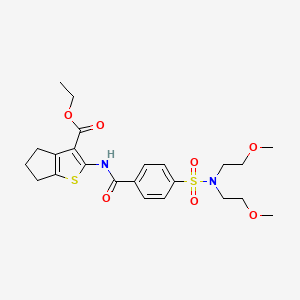 molecular formula C23H30N2O7S2 B2543257 ethyl 2-(4-(N,N-bis(2-methoxyethyl)sulfamoyl)benzamido)-5,6-dihydro-4H-cyclopenta[b]thiophene-3-carboxylate CAS No. 330676-99-8