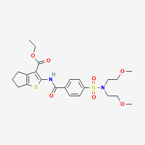 molecular formula C23H30N2O7S2 B2543257 2-(4-(N,N-双(2-甲氧基乙基)磺酰胺基)苯甲酰胺基)-5,6-二氢-4H-环戊[b]噻吩-3-羧酸乙酯 CAS No. 330676-99-8