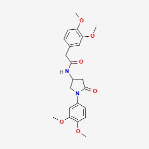 molecular formula C22H26N2O6 B2543259 2-(3,4-dimethoxyphenyl)-N-[1-(3,4-dimethoxyphenyl)-5-oxopyrrolidin-3-yl]acetamide CAS No. 900997-32-2