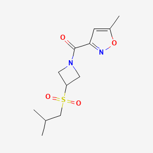 molecular formula C12H18N2O4S B2543261 (3-(Isobutylsulfonyl)azetidin-1-yl)(5-methylisoxazol-3-yl)methanone CAS No. 1797691-93-0