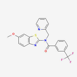 molecular formula C22H16F3N3O2S B2543263 N-(6-甲氧基苯并[d]噻唑-2-基)-N-(吡啶-2-基甲基)-3-(三氟甲基)苯甲酰胺 CAS No. 941878-35-9