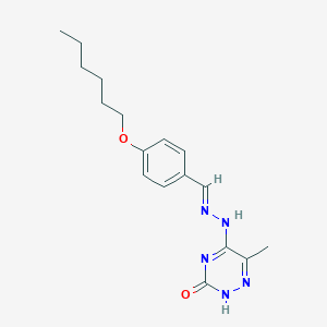 molecular formula C17H23N5O2 B254327 4-(Hexyloxy)benzaldehyde (6-methyl-3-oxo-2,3-dihydro-1,2,4-triazin-5-yl)hydrazone 