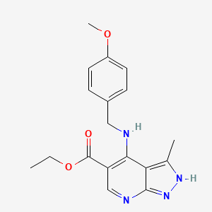 ethyl 4-[(4-methoxybenzyl)amino]-3-methyl-1H-pyrazolo[3,4-b]pyridine-5-carboxylate