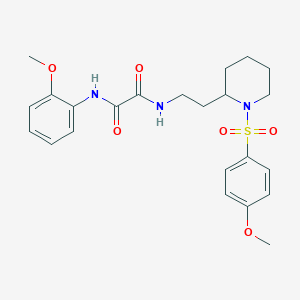 molecular formula C23H29N3O6S B2543276 N1-(2-methoxyphenyl)-N2-(2-(1-((4-methoxyphenyl)sulfonyl)piperidin-2-yl)ethyl)oxalamide CAS No. 898450-68-5