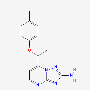 molecular formula C14H15N5O B2543286 7-[1-(4-Methylphenoxy)ethyl][1,2,4]triazolo[1,5-a]pyrimidin-2-amine CAS No. 477865-11-5
