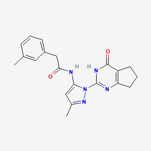 molecular formula C20H21N5O2 B2543288 N-(3-methyl-1-(4-oxo-4,5,6,7-tetrahydro-3H-cyclopenta[d]pyrimidin-2-yl)-1H-pyrazol-5-yl)-2-(m-tolyl)acetamide CAS No. 1002482-74-7