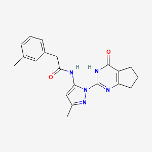 molecular formula C20H21N5O2 B2543288 N-(3-甲基-1-(4-氧代-4,5,6,7-四氢-3H-环戊[d]嘧啶-2-基)-1H-吡唑-5-基)-2-(间甲苯基)乙酰胺 CAS No. 1002482-74-7