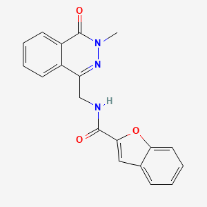 molecular formula C19H15N3O3 B2543292 N-((3-methyl-4-oxo-3,4-dihydrophthalazin-1-yl)methyl)benzofuran-2-carboxamide CAS No. 1396867-63-2