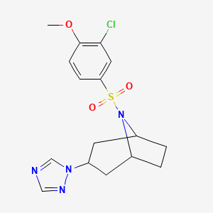 molecular formula C16H19ClN4O3S B2543300 (1R,5S)-8-((3-chloro-4-methoxyphenyl)sulfonyl)-3-(1H-1,2,4-triazol-1-yl)-8-azabicyclo[3.2.1]octane CAS No. 2320851-99-6