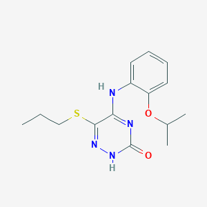 molecular formula C15H20N4O2S B254331 5-(2-isopropoxyanilino)-6-(propylsulfanyl)-1,2,4-triazin-3(2H)-one 