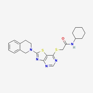 N-cyclohexyl-2-((2-(3,4-dihydroisoquinolin-2(1H)-yl)thiazolo[4,5-d]pyrimidin-7-yl)thio)acetamide
