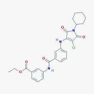 molecular formula C26H26ClN3O5 B254333 ethyl 3-({3-[(4-chloro-1-cyclohexyl-2,5-dioxo-2,5-dihydro-1H-pyrrol-3-yl)amino]benzoyl}amino)benzoate 