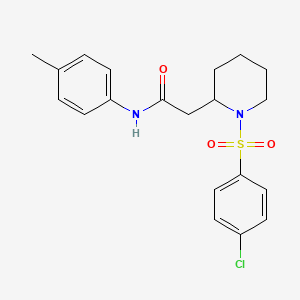 molecular formula C20H23ClN2O3S B2543332 2-(1-((4-chlorophenyl)sulfonyl)piperidin-2-yl)-N-(p-tolyl)acetamide CAS No. 941990-52-9