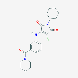 molecular formula C22H26ClN3O3 B254334 3-chloro-1-cyclohexyl-4-[3-(1-piperidinylcarbonyl)anilino]-1H-pyrrole-2,5-dione 