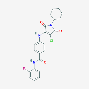 molecular formula C23H21ClFN3O3 B254335 4-[(4-chloro-1-cyclohexyl-2,5-dioxopyrrol-3-yl)amino]-N-(2-fluorophenyl)benzamide 
