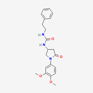 molecular formula C21H25N3O4 B2543351 1-(1-(3,4-Dimethoxyphenyl)-5-oxopyrrolidin-3-yl)-3-phenethylurea CAS No. 877641-53-7