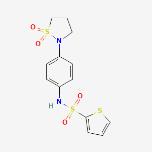 molecular formula C13H14N2O4S3 B2543353 N-(4-(1,1-dioxidoisothiazolidin-2-yl)phenyl)thiophene-2-sulfonamide CAS No. 942010-70-0