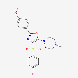 molecular formula C21H22FN3O4S B2543355 4-((4-Fluorophenyl)sulfonyl)-2-(4-methoxyphenyl)-5-(4-methylpiperazin-1-yl)oxazole CAS No. 862256-21-1