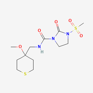 molecular formula C12H21N3O5S2 B2543357 N-((4-methoxytetrahydro-2H-thiopyran-4-yl)methyl)-3-(methylsulfonyl)-2-oxoimidazolidine-1-carboxamide CAS No. 2034399-55-6