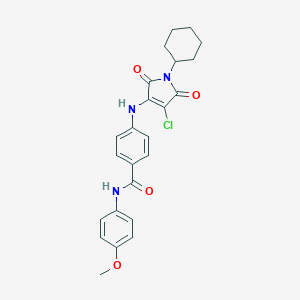 molecular formula C24H24ClN3O4 B254336 4-[(4-chloro-1-cyclohexyl-2,5-dioxo-2,5-dihydro-1H-pyrrol-3-yl)amino]-N-(4-methoxyphenyl)benzamide 