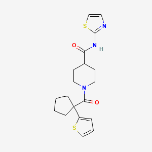 molecular formula C19H23N3O2S2 B2543365 N-(噻唑-2-基)-1-(1-(噻吩-2-基)环戊烷甲酰基)哌啶-4-甲酰胺 CAS No. 1219842-41-7
