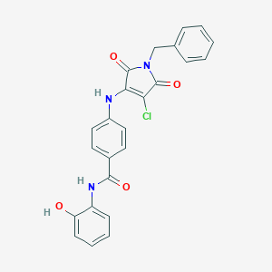molecular formula C24H18ClN3O4 B254337 4-[(1-benzyl-4-chloro-2,5-dioxo-2,5-dihydro-1H-pyrrol-3-yl)amino]-N-(2-hydroxyphenyl)benzamide 