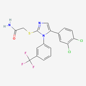 2-((5-(3,4-dichlorophenyl)-1-(3-(trifluoromethyl)phenyl)-1H-imidazol-2-yl)thio)acetamide