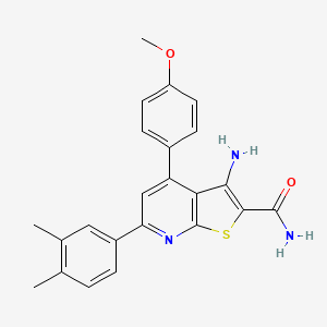 molecular formula C23H21N3O2S B2543393 3-Amino-6-(3,4-dimethylphenyl)-4-(4-methoxyphenyl)thieno[2,3-b]pyridine-2-carboxamide CAS No. 690642-58-1