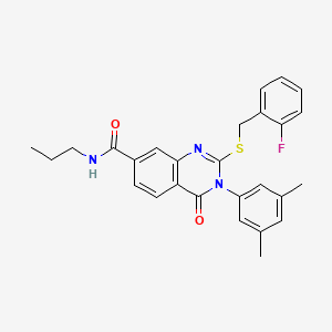 molecular formula C27H26FN3O2S B2543394 3-(3,5-dimethylphenyl)-2-((2-fluorobenzyl)thio)-4-oxo-N-propyl-3,4-dihydroquinazoline-7-carboxamide CAS No. 1115507-12-4