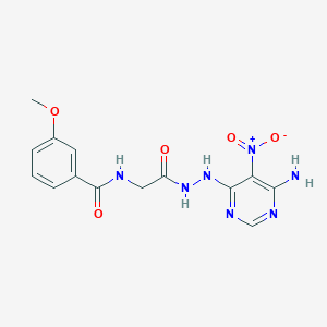 N-(2-(2-(6-amino-5-nitropyrimidin-4-yl)hydrazinyl)-2-oxoethyl)-3-methoxybenzamide