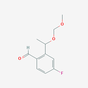 molecular formula C11H13FO3 B2543426 4-Fluoro-2-[1-(methoxymethoxy)ethyl]benzaldehyde CAS No. 2044871-85-2