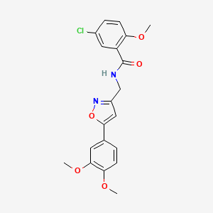molecular formula C20H19ClN2O5 B2543433 5-chloro-N-((5-(3,4-dimethoxyphenyl)isoxazol-3-yl)methyl)-2-methoxybenzamide CAS No. 953016-05-2