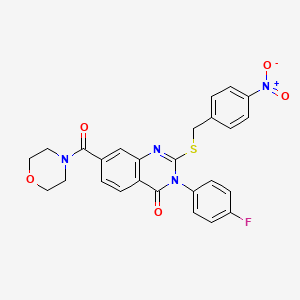 molecular formula C26H21FN4O5S B2543443 3-(4-氟苯基)-7-(吗啉-4-羰基)-2-((4-硝基苯甲基)硫代)喹唑啉-4(3H)-酮 CAS No. 1115368-24-5