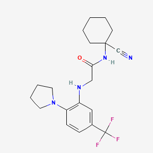 molecular formula C20H25F3N4O B2543449 N-(1-cyanocyclohexyl)-2-{[2-(pyrrolidin-1-yl)-5-(trifluoromethyl)phenyl]amino}acetamide CAS No. 1090861-60-1
