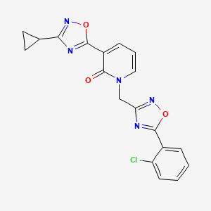 molecular formula C19H14ClN5O3 B2543463 1-((5-(2-chlorophenyl)-1,2,4-oxadiazol-3-yl)methyl)-3-(3-cyclopropyl-1,2,4-oxadiazol-5-yl)pyridin-2(1H)-one CAS No. 1396637-65-2