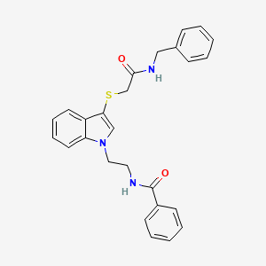 N-(2-(3-((2-(benzylamino)-2-oxoethyl)thio)-1H-indol-1-yl)ethyl)benzamide