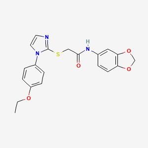 molecular formula C20H19N3O4S B2543483 N-(benzo[d][1,3]dioxol-5-yl)-2-((1-(4-ethoxyphenyl)-1H-imidazol-2-yl)thio)acetamide CAS No. 688336-41-6
