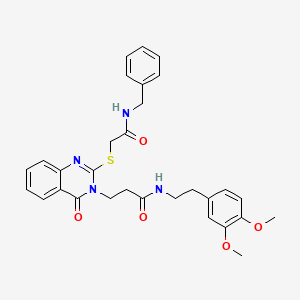 molecular formula C30H32N4O5S B2543486 3-(2-((2-(苯甲氨基)-2-氧代乙基)硫代)-4-氧代喹唑啉-3(4H)-基)-N-(3,4-二甲氧基苯乙基)丙酰胺 CAS No. 422286-87-1