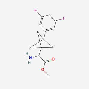 molecular formula C14H15F2NO2 B2543495 Methyl 2-amino-2-[3-(3,5-difluorophenyl)-1-bicyclo[1.1.1]pentanyl]acetate CAS No. 2287261-47-4