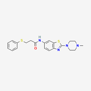 molecular formula C21H24N4OS2 B2543497 N-(2-(4-methylpiperazin-1-yl)benzo[d]thiazol-6-yl)-3-(phenylthio)propanamide CAS No. 1209075-50-2