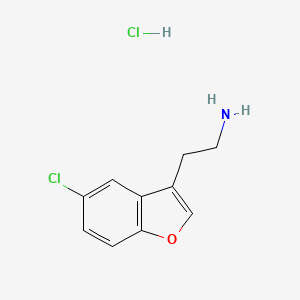 molecular formula C10H11Cl2NO B2543499 2-(5-Chlorobenzofuran-3-yl)ethanamine HCl CAS No. 1951441-34-1