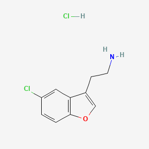 molecular formula C10H11Cl2NO B2543499 2-(5-氯苯并呋喃-3-基)乙胺盐酸盐 CAS No. 1951441-34-1