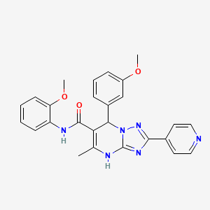molecular formula C26H24N6O3 B2543505 N-(2-methoxyphenyl)-7-(3-methoxyphenyl)-5-methyl-2-(pyridin-4-yl)-4,7-dihydro-[1,2,4]triazolo[1,5-a]pyrimidine-6-carboxamide CAS No. 539837-92-8