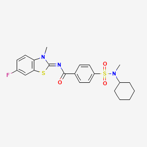 molecular formula C22H24FN3O3S2 B2543522 4-[环己基(甲基)磺酰氨基]-N-(6-氟-3-甲基-1,3-苯并噻唑-2-亚甲基)苯甲酰胺 CAS No. 683770-41-4
