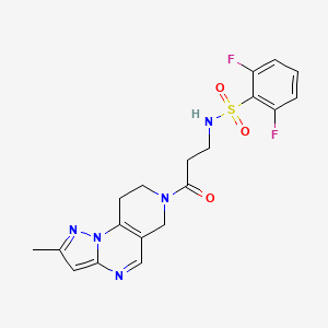 molecular formula C19H19F2N5O3S B2543525 2,6-difluoro-N-(3-(2-methyl-8,9-dihydropyrazolo[1,5-a]pyrido[3,4-e]pyrimidin-7(6H)-yl)-3-oxopropyl)benzenesulfonamide CAS No. 1797735-44-4