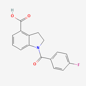 molecular formula C16H12FNO3 B2543530 1-(4-フルオロベンゾイル)-4-インドリンカルボン酸 CAS No. 1706449-99-1