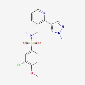 molecular formula C17H17ClN4O3S B2543533 3-chloro-4-methoxy-N-((2-(1-methyl-1H-pyrazol-4-yl)pyridin-3-yl)methyl)benzenesulfonamide CAS No. 2034424-72-9