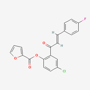 molecular formula C20H12ClFO4 B2543539 (E)-4-chloro-2-(3-(4-fluorophenyl)acryloyl)phenyl furan-2-carboxylate CAS No. 433326-42-2